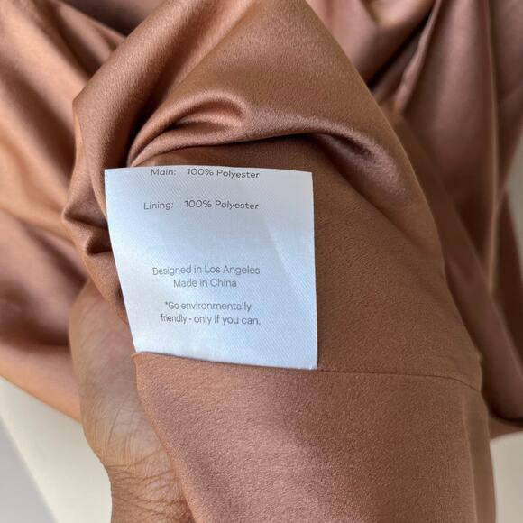 NEW Fame and Partners Dress Francois Bronze Satin Draped Maxi Gown Size 14 - Picture 10 of 10